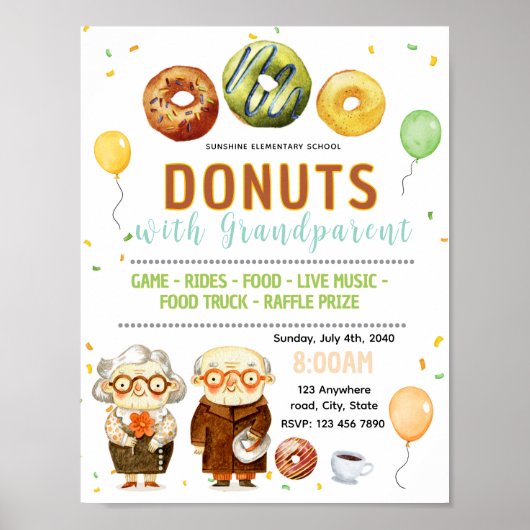 Poster Donuts modifiables avec prospectus grand-parent (Devant)
