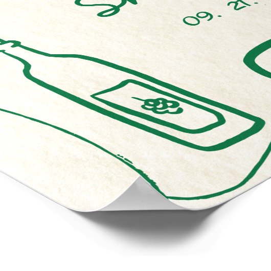 Poster Doodle à main rétro Alimentation italienne Vert Bi (Coin)