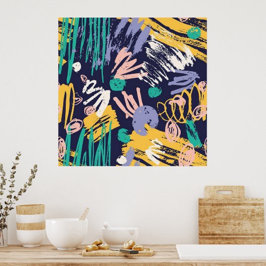 Poster Doodle Abstrait (Cuisine)