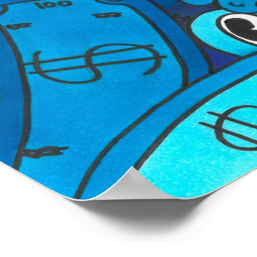 Poster Doodle bleu (Coin)