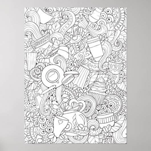 Poster Doodle café et thé 2 (Devant)