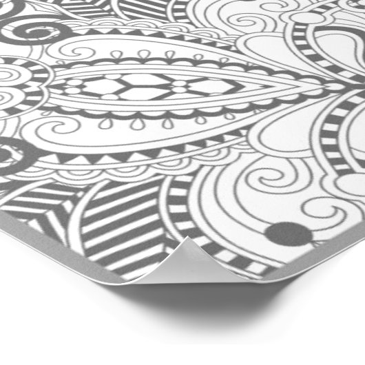 Poster Doodle Carré de fleurs 2 (Coin)