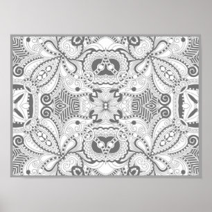 Poster Doodle Carré de fleurs 2