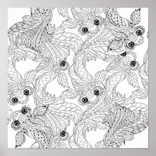 Poster Doodle chinois de poisson 2 (Devant)