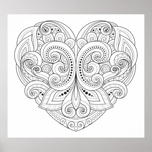 Poster Doodle Coeur Abstrait 2 (Devant)