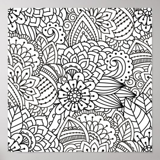 Poster Doodle de conception de fleurs 2 (Devant)