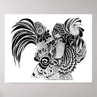 Poster Doodle de coq