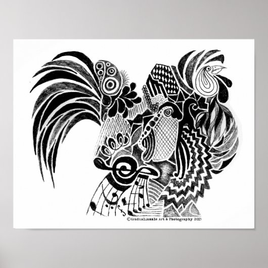 Poster Doodle de coq (Devant)
