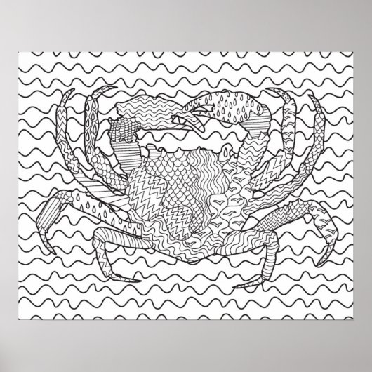 Poster Doodle de crabe marin détaillé 2 (Devant)