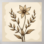 Poster Doodle de fleur de Sepia (Devant)