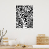 Poster Doodle de musique classique avec clavier de piano (Cuisine)