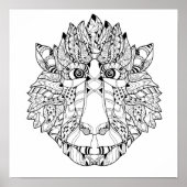 Poster Doodle de tête de singe 2 (Devant)