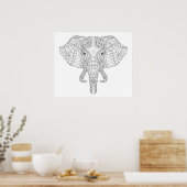 Poster Doodle de tête d'éléphant 4 (Cuisine)