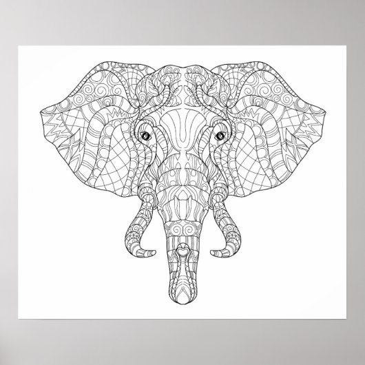 Poster Doodle de tête d'éléphant 4 (Devant)