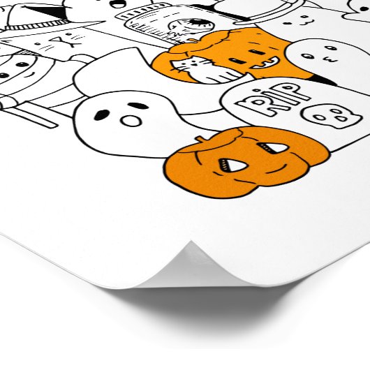 Poster Doodle d'Halloween Kawaii (Coin)