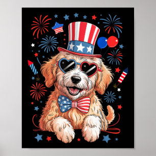 Poster Doodle doré patriotique drapeau américain 4 juille