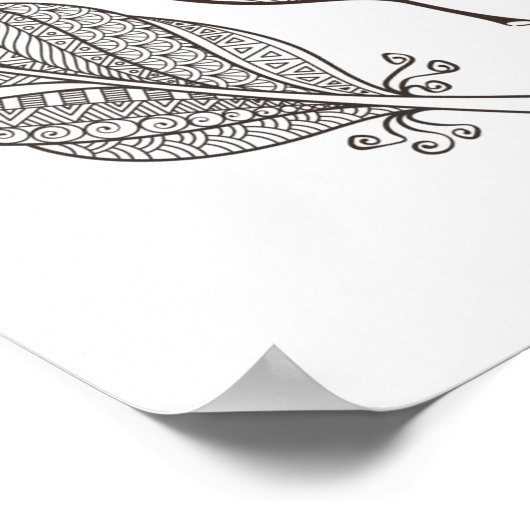 Poster Doodle en plumes complexes 2 (Coin)