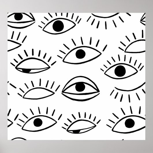 Poster Doodle eye, motif créatif sans couture. (Devant)