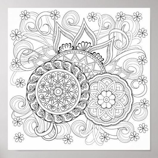 Poster Doodle Flowers Et Mandalas 2 (Devant)