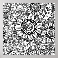 Doodle Folk Art Floral Line Motif