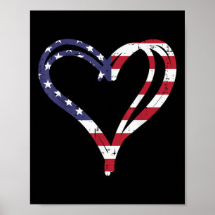 Poster Doodle Heart Us American Flag Memorial Day 4th Of