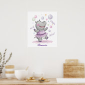 Poster Doodle Hippo Nursery mignon Doodle animal (Cuisine)