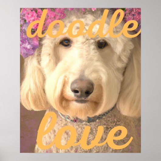 Poster Doodle love dog (Devant)