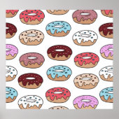 Poster Doodle Multi-Coloured Donuts Arrière - plan. (Devant)