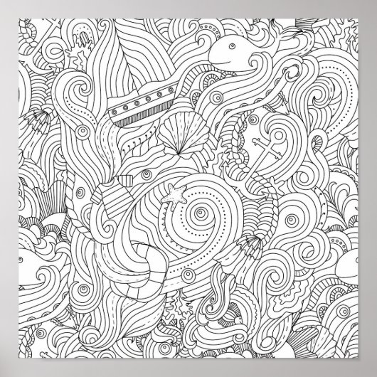 Poster Doodle nautique 2 (Devant)