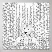 Poster Doodle Panda Bambou 2 (Devant)