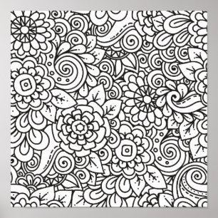 Poster Doodle rétro floral 2