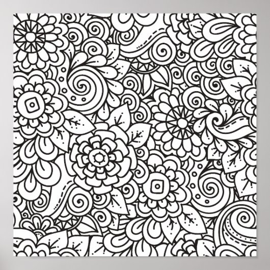 Poster Doodle rétro floral 2 (Devant)