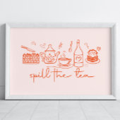 Poster Doodle Whimsical Spill Tea, Tea Party Kitchen