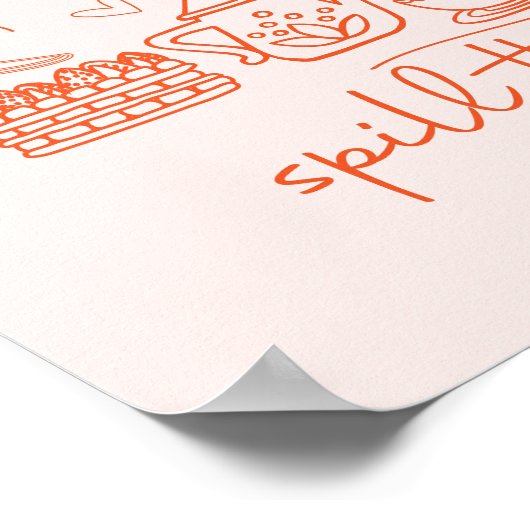 Poster Doodle Whimsical Spill Tea, Tea Party Kitchen (Coin)