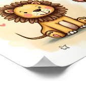 Poster Doodles d'animaux de safari à l'aquarelle mignons (Coin)