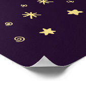 Poster Doodles, étoiles, bleu foncé. (Coin)
