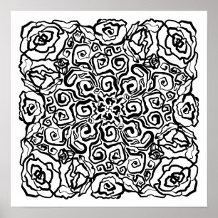 Poster Doodles scintillants Rose me colorent