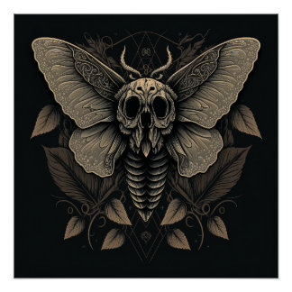 Poster doodskop Moth (gloss) Perfect Poster