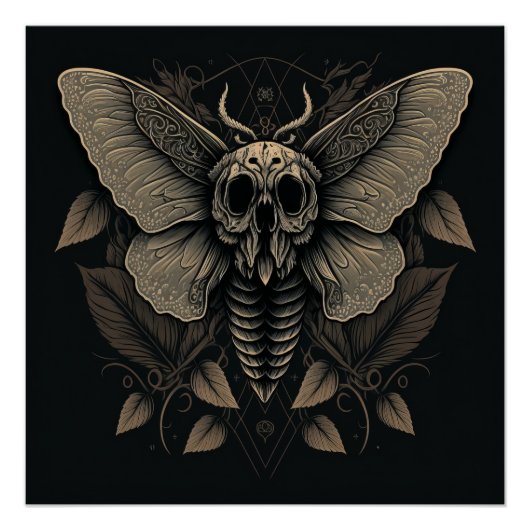 Poster doodskop Moth (gloss) Perfect Poster (Voorkant)