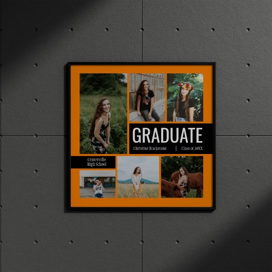 Poster d'Orange & Black 6 Photo Graduation