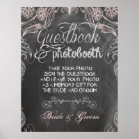 Poster d'origine Chalkboard rose Mariage Photo Boo
