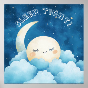 Poster Dormez Bien Ciel de Nuit Bleu