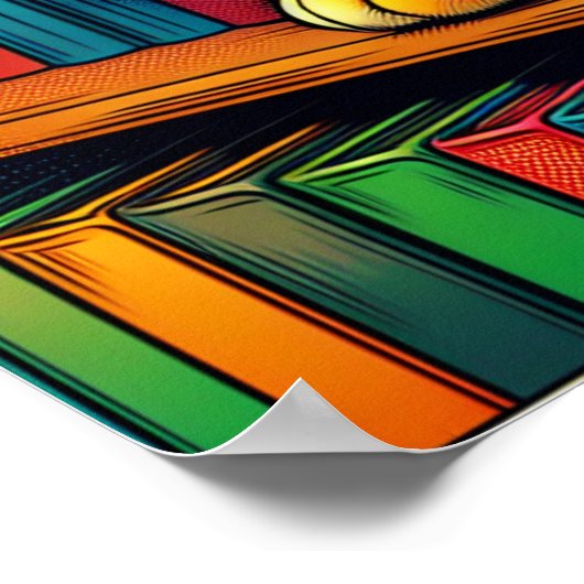 Poster Dormir Comic Style de livre Chat Dormir (Coin)