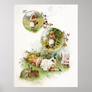 Poster Dormir et rêver de lapins lapins