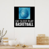 Poster Dormir Manger Jouer Bleu Basket-Ball Arwork (Cuisine)