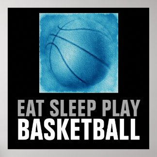 Poster Dormir Manger Jouer Bleu Basket-Ball Arwork
