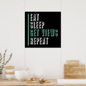 Poster Dormir manger Obtenir des vues Répéter - Inspirati (Cuisine)