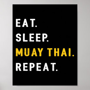 Poster Dormir Muay Thai Drôle Mma Kickboxing Manger