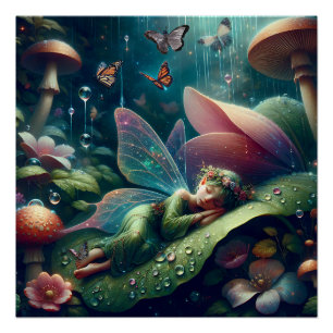 Poster Dormir sur un champignon   Non personnalisé