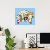 Poster Dormir sur une chaise à fleurs (Bureau à domicile)